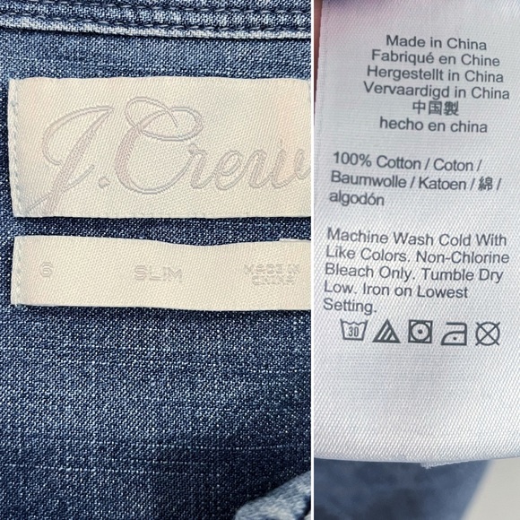 BOGO! J. Crew Denim Pearl Snap Western Shirt Blue AW206 Size 6 - Picture 7 of 12